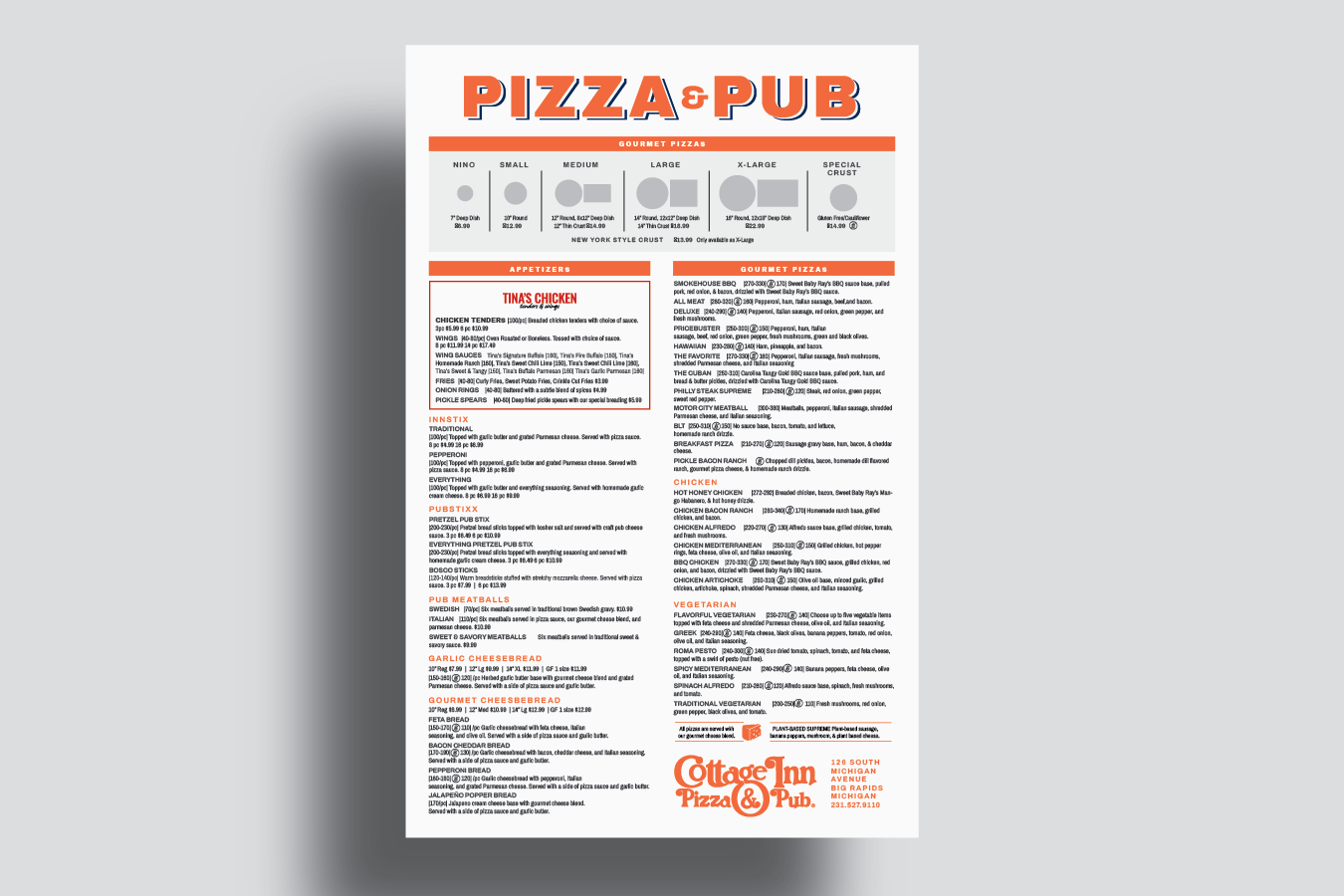 Cottage Inn Pizza — Menu