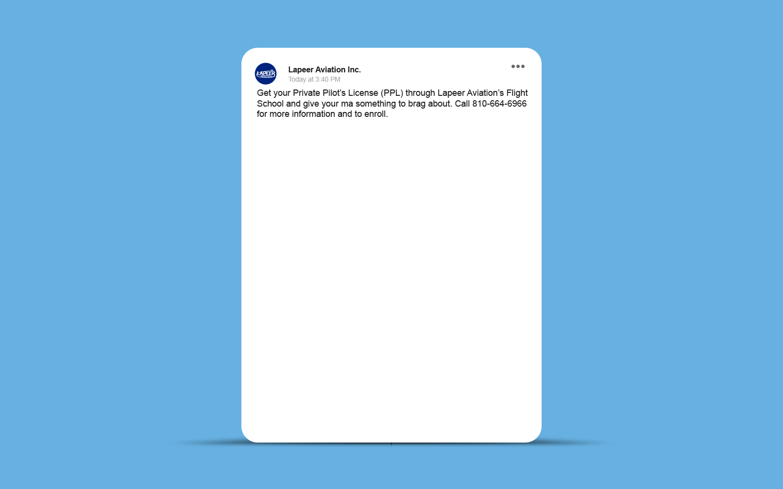 Lapeer Aviation — social post mockup